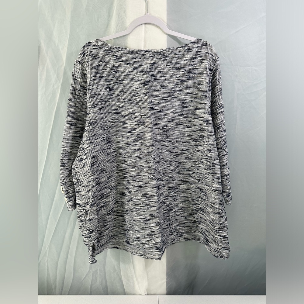 Talbots sweater Womans 2XL Tight Knit Scoop Cropped Sleeves Laced Metallic
